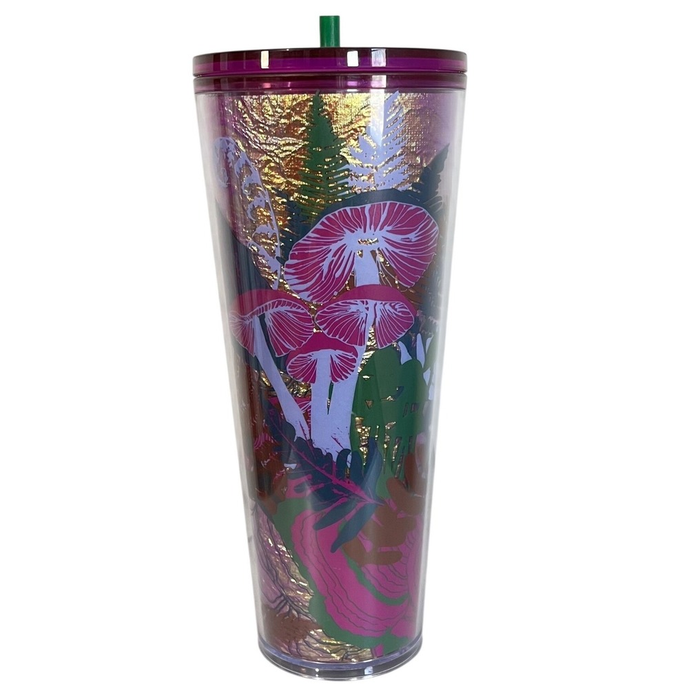 Starbucks Fall 2022 Foil Berry Woodland Mushrooms‎ Venti Cup Tumbler 24 Oz